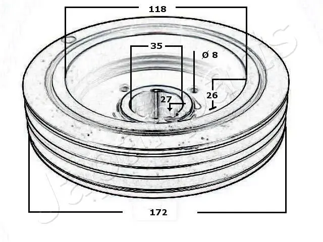 Handler.Part Belt pulley, crankshaft Japanparts PU500 4