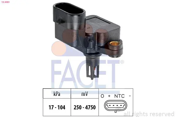 Handler.Part Sensor, intake manifold pressure FACET 103081 1