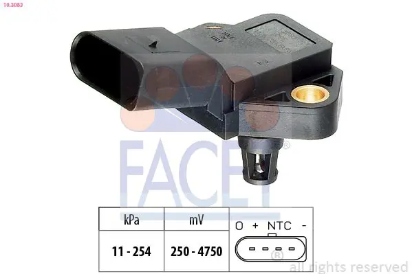 Handler.Part Sensor, intake manifold pressure FACET 103083 1