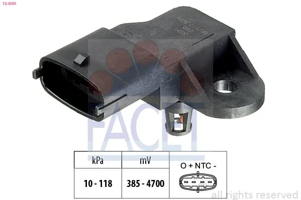 Handler.Part Sensor, intake manifold pressure FACET 103091 1