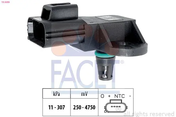 Handler.Part Sensor, intake manifold pressure FACET 103205 1