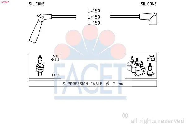 Handler.Part Ignition cable kit FACET 47007 1