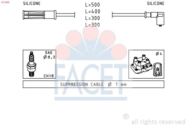 Handler.Part Ignition cable kit FACET 47244 1