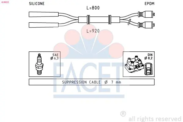 Handler.Part Ignition cable kit FACET 48432 1