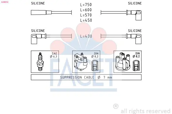 Handler.Part Ignition cable kit FACET 48612 1