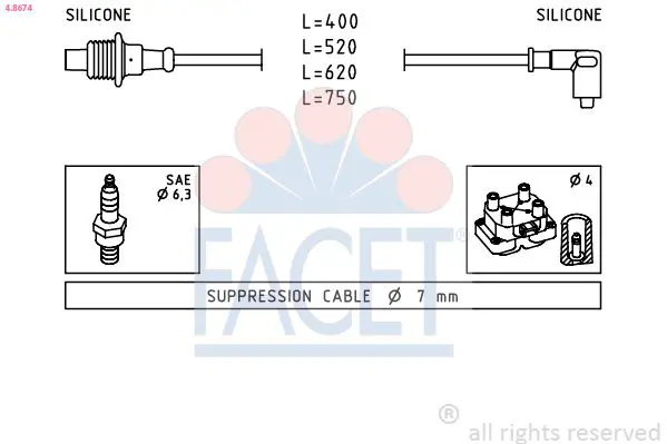 Handler.Part Ignition cable kit FACET 48674 1