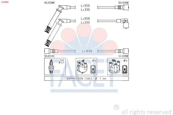 Handler.Part Ignition cable kit FACET 48689 1