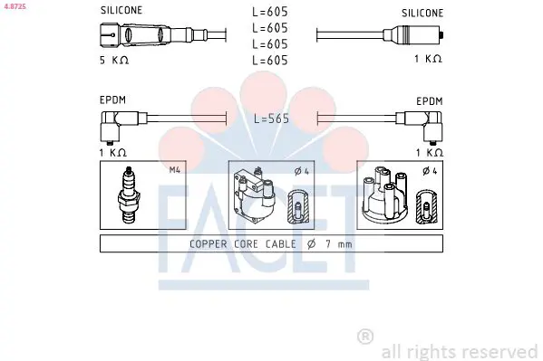 Handler.Part Ignition cable kit FACET 48725 1