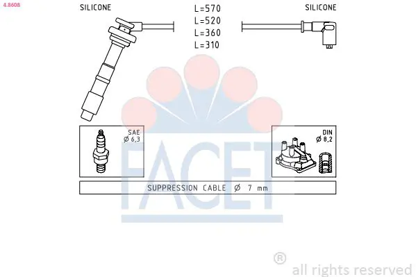 Handler.Part Ignition cable kit FACET 48608 1