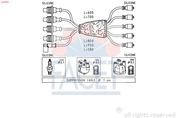 Handler.Part Ignition cable kit FACET 48747 1