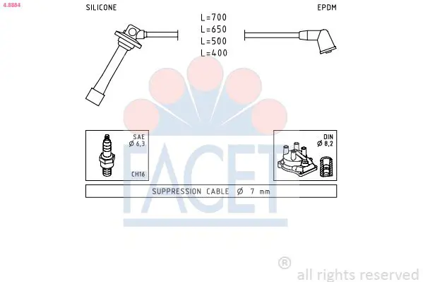 Handler.Part Ignition cable kit FACET 48884 1