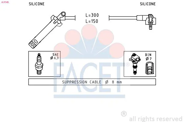 Handler.Part Ignition cable kit FACET 49145 1