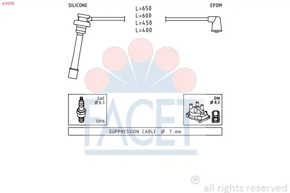 Handler.Part Ignition cable kit FACET 49278 1