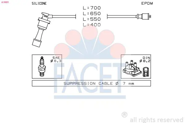 Handler.Part Ignition cable kit FACET 49401 1