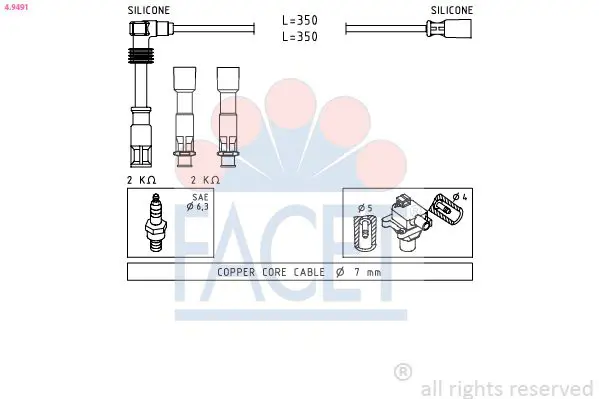 Handler.Part Ignition cable kit FACET 49491 1