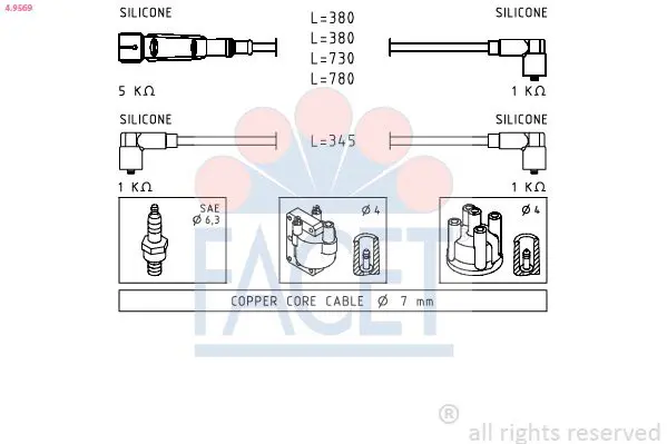 Handler.Part Ignition cable kit FACET 49569 1