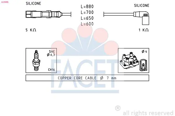 Handler.Part Ignition cable kit FACET 49595 1