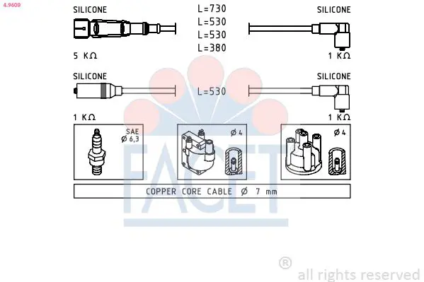 Handler.Part Ignition cable kit FACET 49609 1