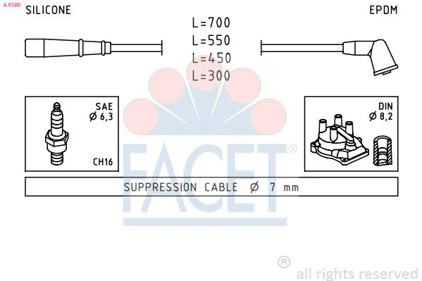 Handler.Part Ignition cable kit FACET 49789 1