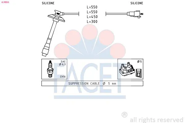 Handler.Part Ignition cable kit FACET 49856 1