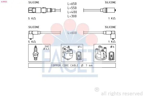 Handler.Part Ignition cable kit FACET 49933 1