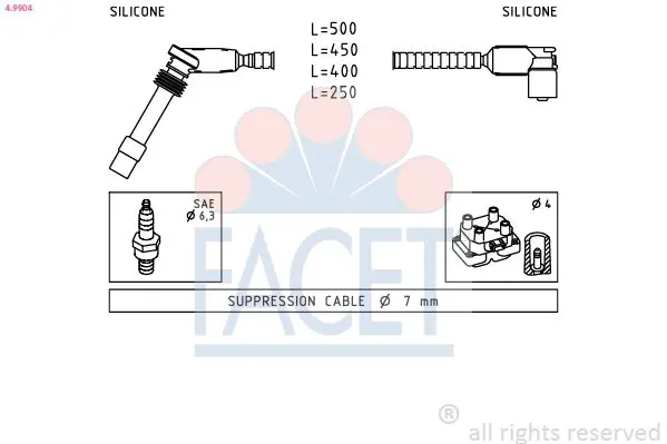 Handler.Part Ignition cable kit FACET 49904 1