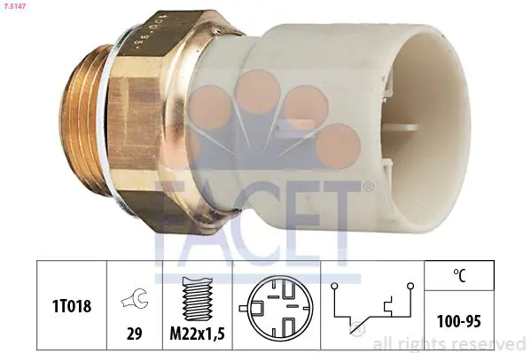 Handler.Part Temperature switch, radiator fan FACET 75147 1