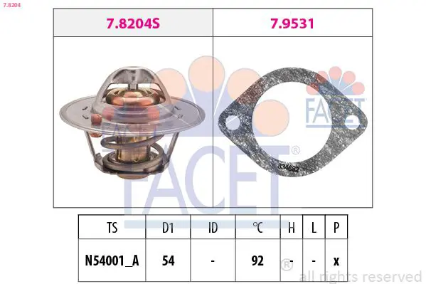 Handler.Part Thermostat, coolant FACET 78204 1