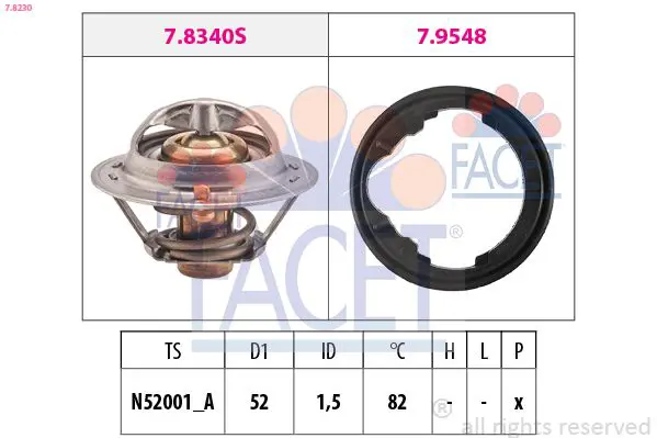 Handler.Part Thermostat, coolant FACET 78230 1