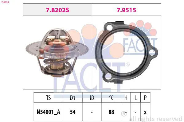 Handler.Part Thermostat, coolant FACET 78234 1