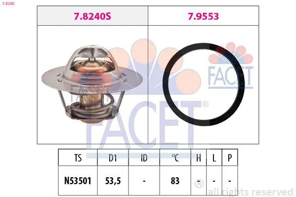 Handler.Part Thermostat, coolant FACET 78240 1