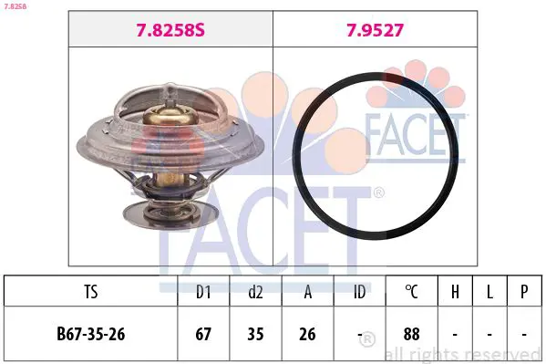 Handler.Part Thermostat, coolant FACET 78258 1