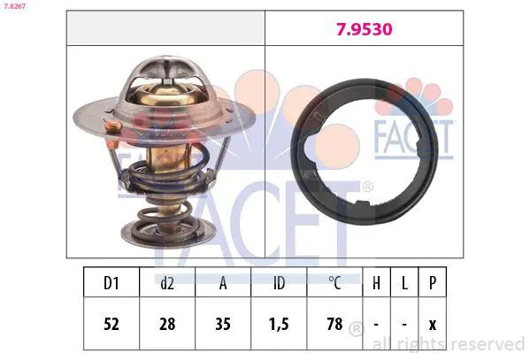 Handler.Part Thermostat, coolant FACET 78267 1