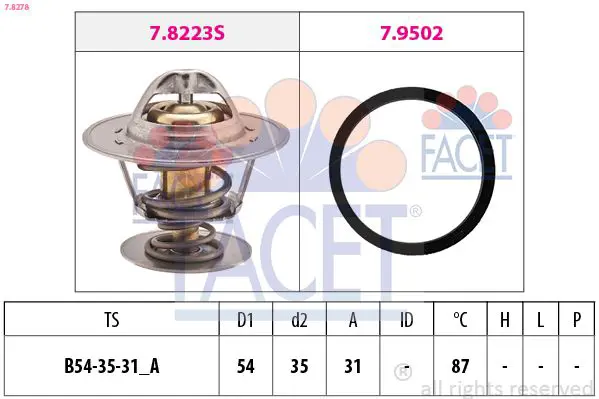 Handler.Part Thermostat, coolant FACET 78278 1