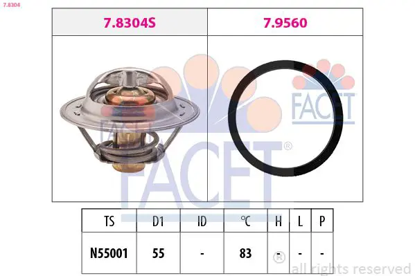 Handler.Part Thermostat, coolant FACET 78304 1