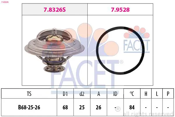 Handler.Part Thermostat, coolant FACET 78326 1