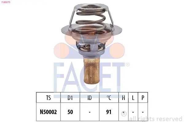 Handler.Part Thermostat, coolant FACET 78327S 1