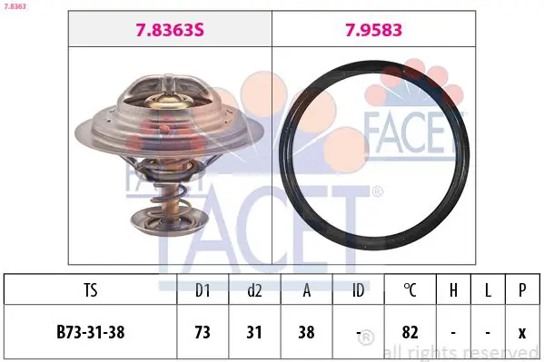 Handler.Part Thermostat, coolant FACET 78363 1