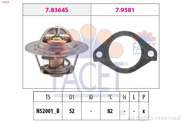 Handler.Part Thermostat, coolant FACET 78364 1