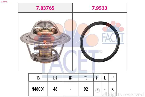 Handler.Part Thermostat, coolant FACET 78376 1