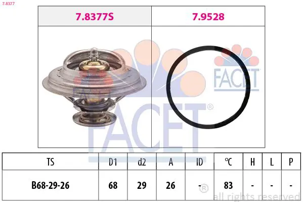 Handler.Part Thermostat, coolant FACET 78377 1