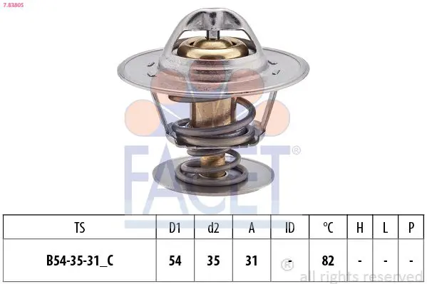 Handler.Part Thermostat, coolant FACET 78380S 1