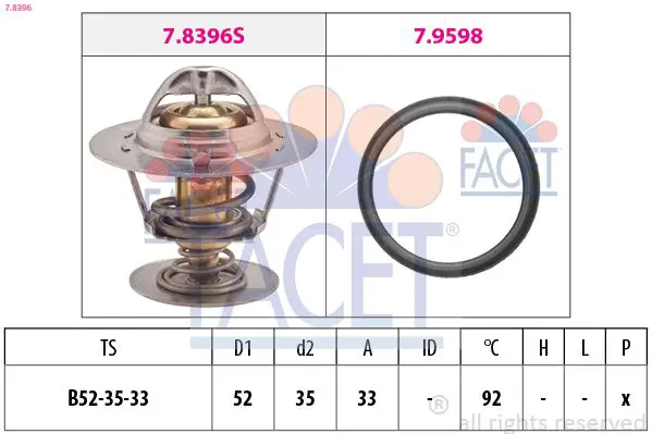 Handler.Part Thermostat, coolant FACET 78396 1