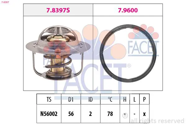 Handler.Part Thermostat, coolant FACET 78397 1