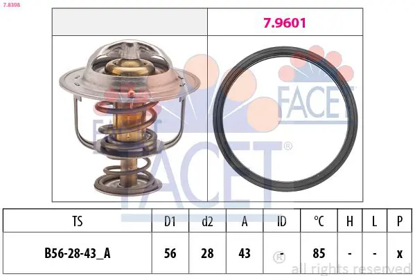 Handler.Part Thermostat, coolant FACET 78398 1