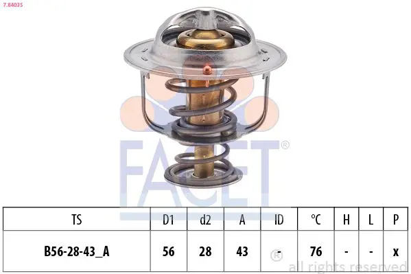 Handler.Part Thermostat, coolant FACET 78403S 1