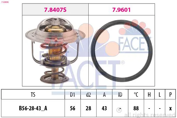 Handler.Part Thermostat, coolant FACET 78408 1