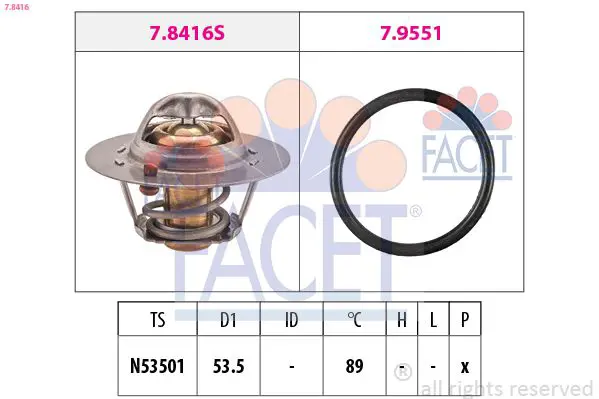 Handler.Part Thermostat, coolant FACET 78416 1