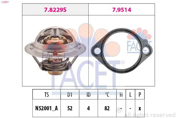 Handler.Part Thermostat, coolant FACET 78437 1