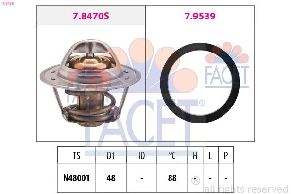 Handler.Part Thermostat, coolant FACET 78470 1